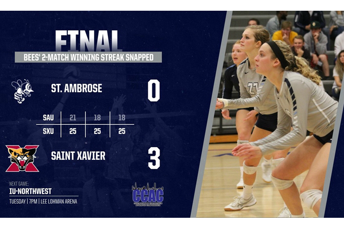 Perfect week snapped with loss at Saint Xavier