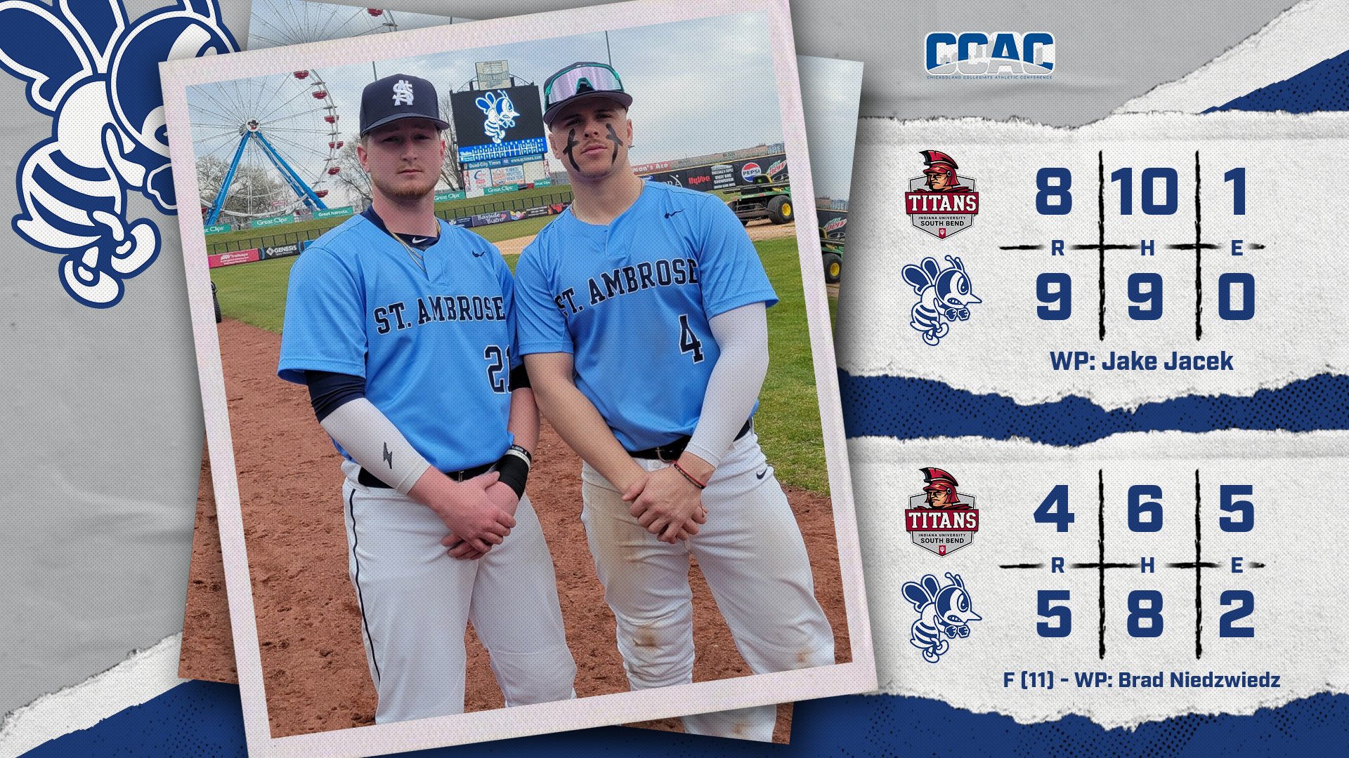 SAU gets pair of one-run wins over IUSB