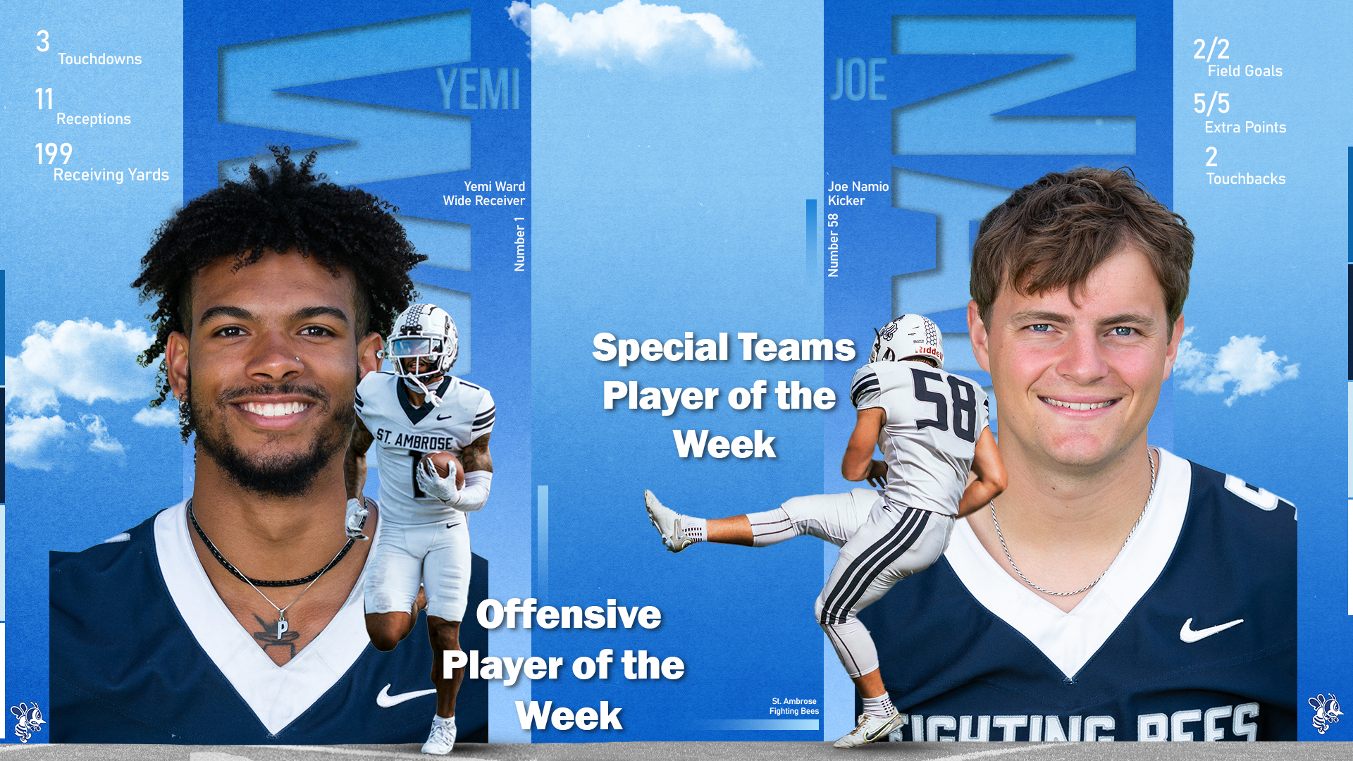 Ward, Namio named MSFA Players of the Week