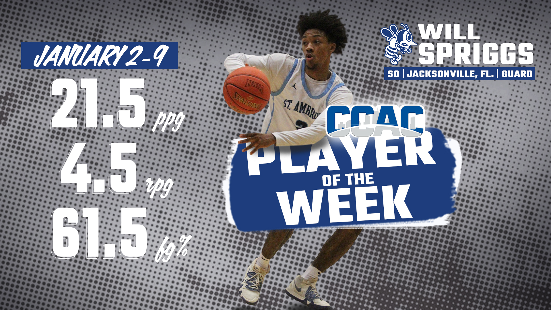 Spriggs named CCAC Player of the Week