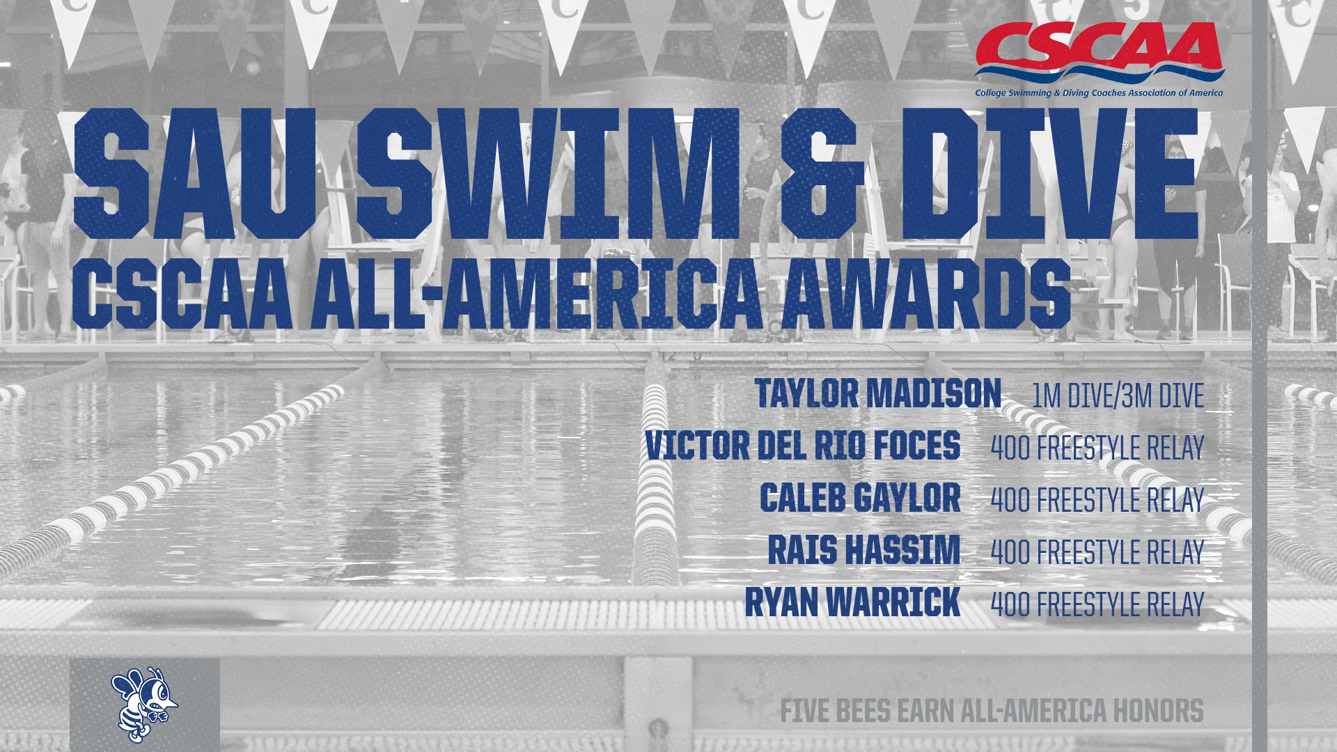 Madison named CSCAA All-America diver; Men's 400 freestyle relay earns honors