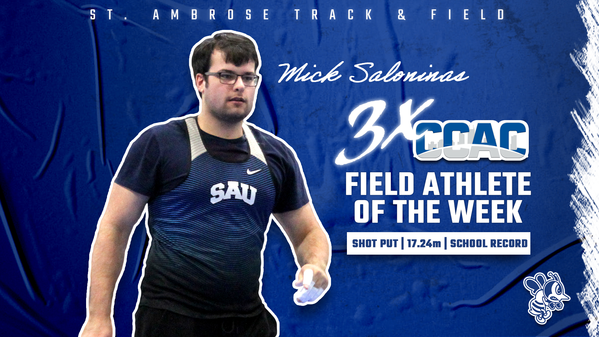 Saloninas earns third CCAC Field Athlete of the Week award