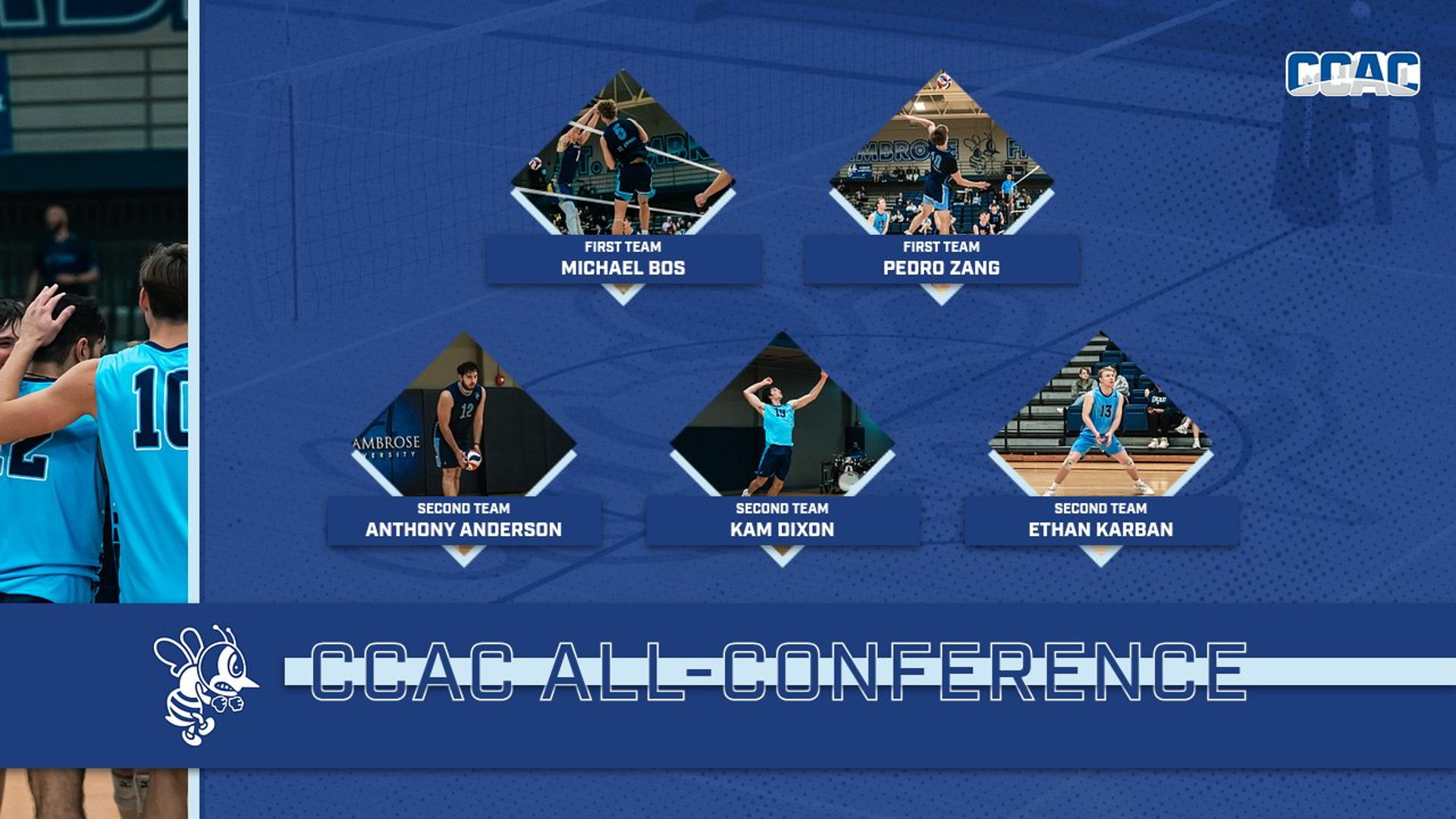 Bos and Zang repeat as first team all-CCAC selections