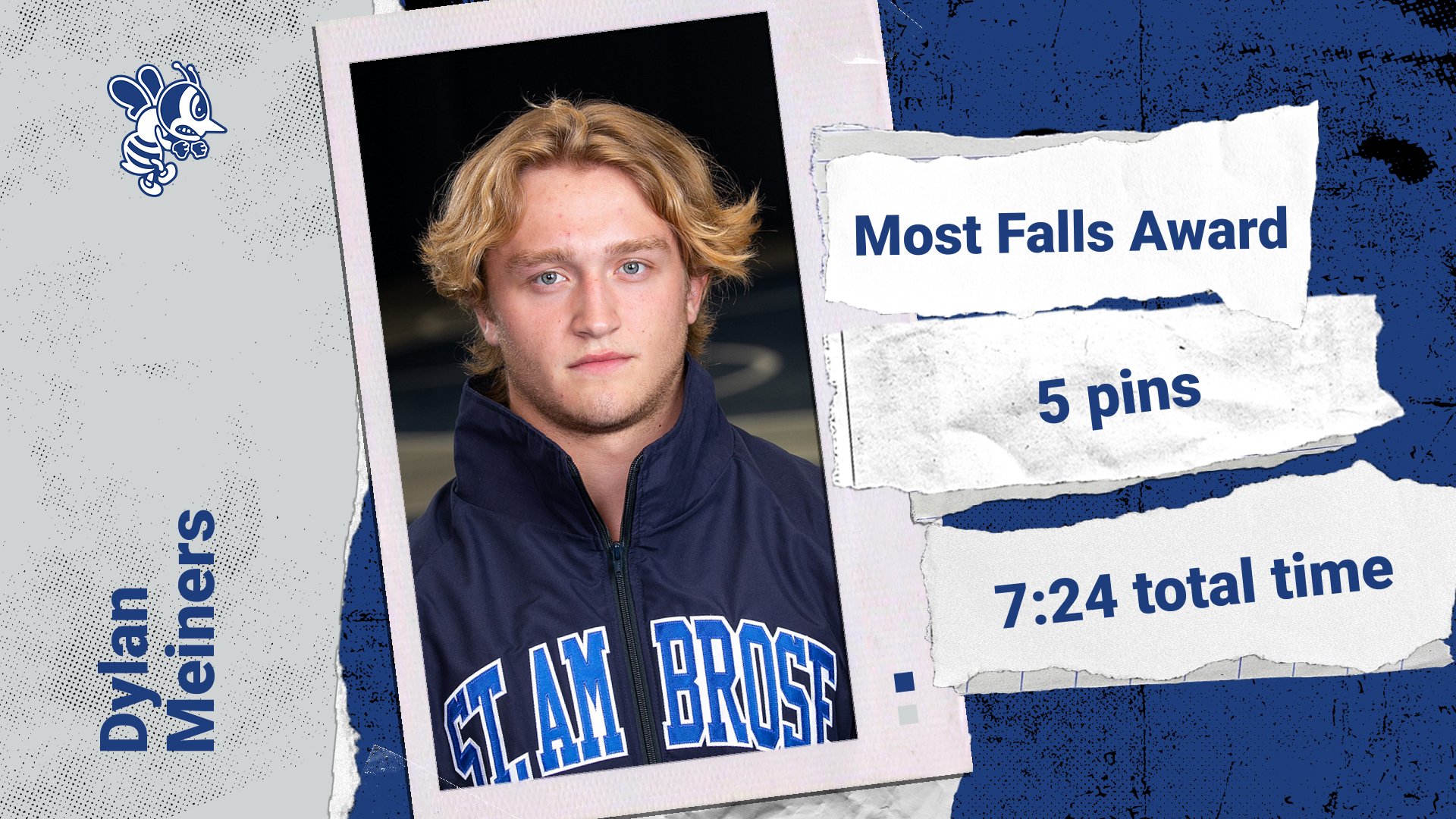 Meiners wins Most Falls Award at Blithe Memorial Duals